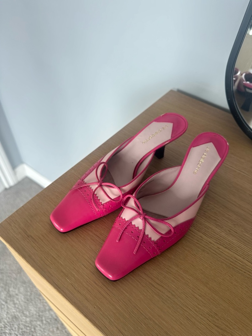 Liz Claiborne Hot Pink Bow Slingback Heels - Picture 2 of 7